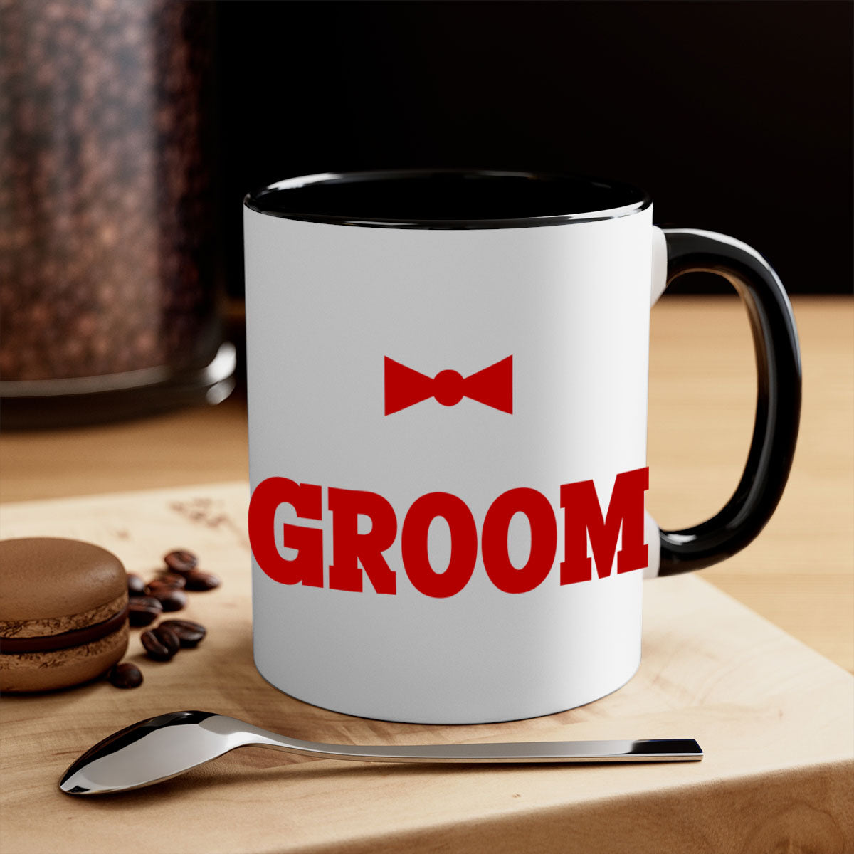 Groom 12# Mug featuring a glossy finish with a colored handle and interior, available in multiple colors and sizes.