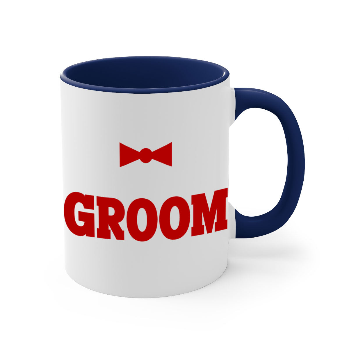 Groom 12# Mug featuring a glossy finish with a colored handle and interior, available in multiple colors and sizes.