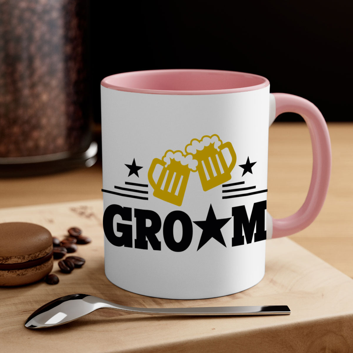 Groom 13# Mug featuring a glossy finish with a colored handle and interior, available in five vibrant colors.