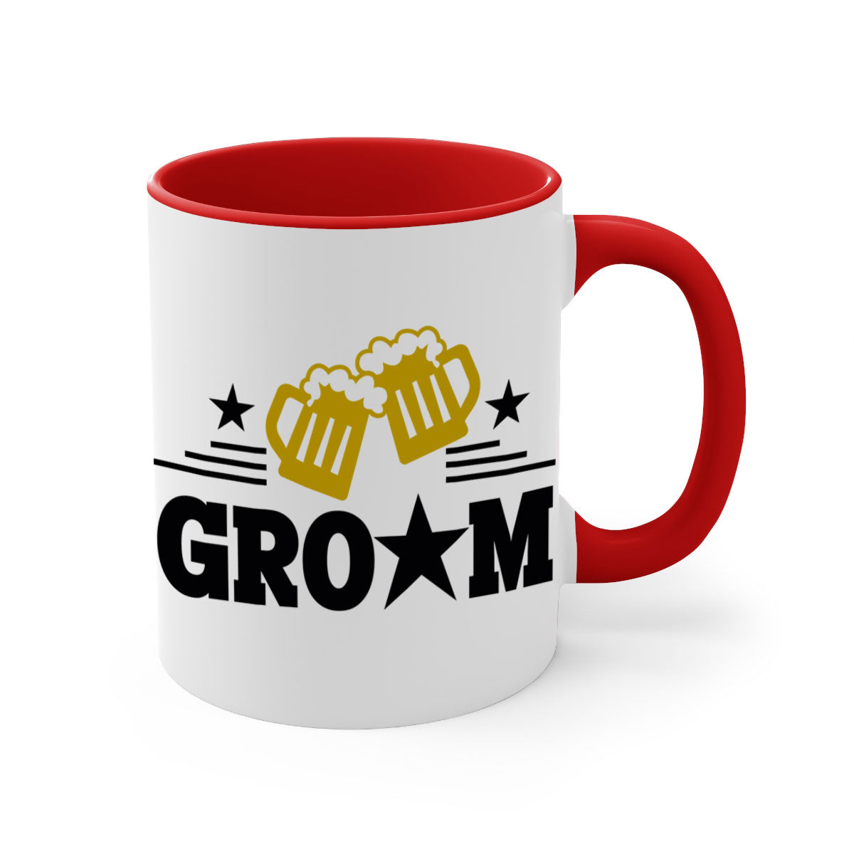 Groom 13# Mug featuring a glossy finish with a colored handle and interior, available in five vibrant colors.
