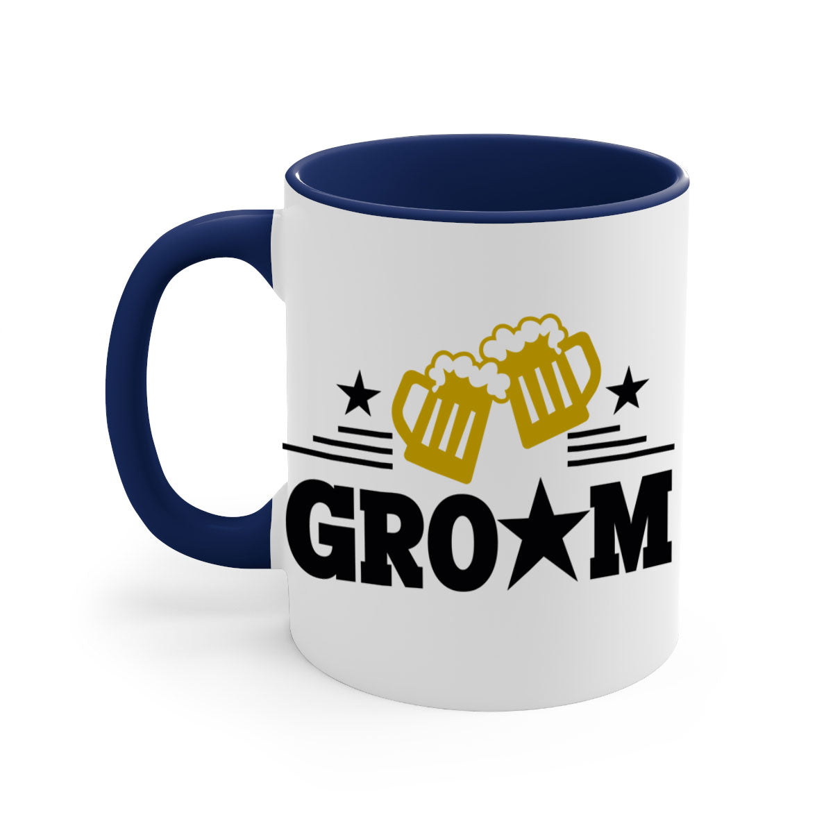 Groom 13# Mug featuring a glossy finish with a colored handle and interior, available in five vibrant colors.