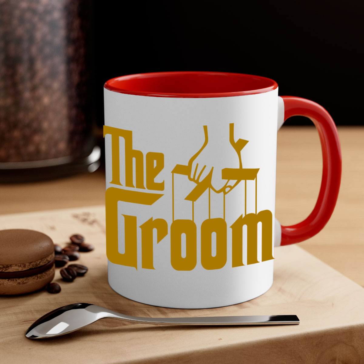Groom 7# Mug featuring a glossy finish with a colored handle and interior, available in multiple colors and sizes.