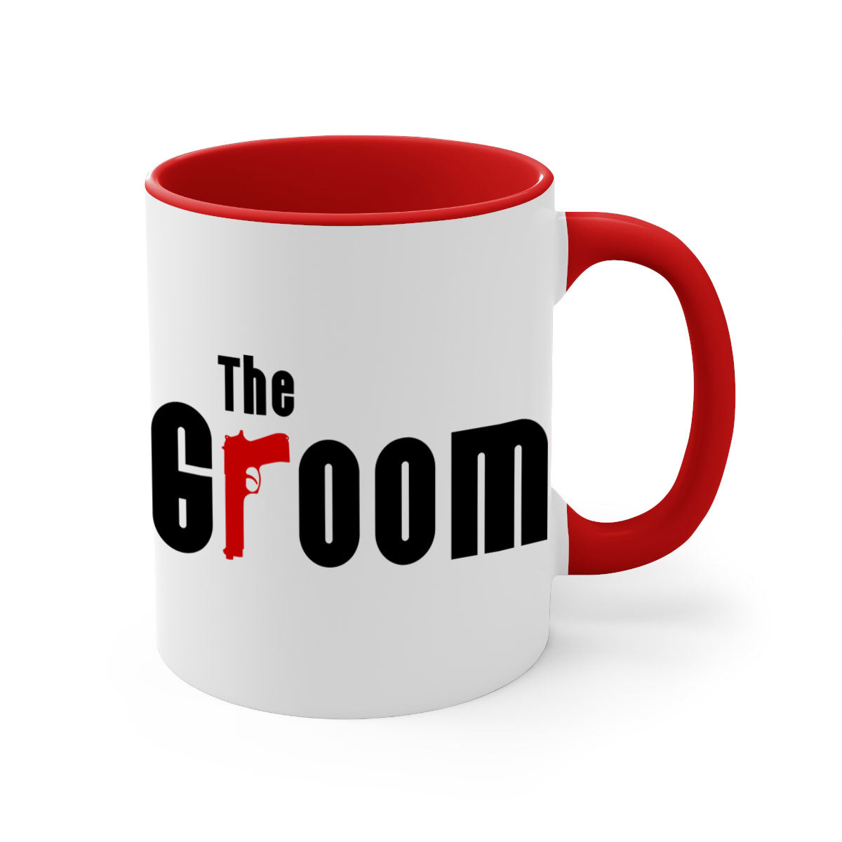 Groom 8# Mug featuring a glossy finish, colored handle, and interior, available in multiple colors and sizes.