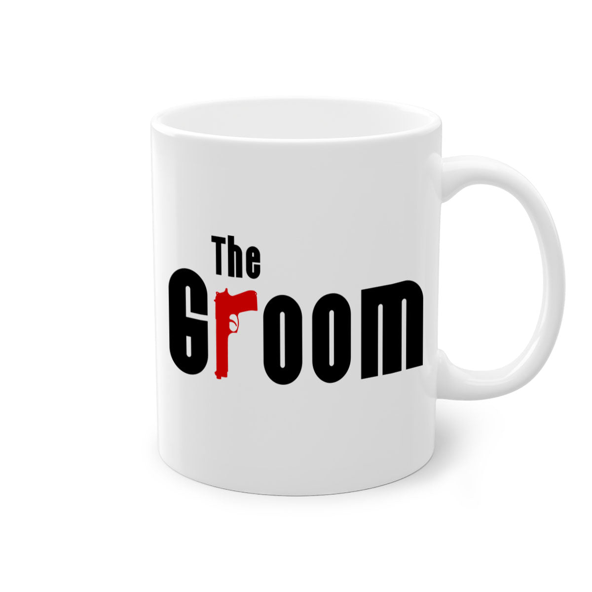 Groom 8# Mug featuring a glossy finish, colored handle, and interior, available in multiple colors and sizes.