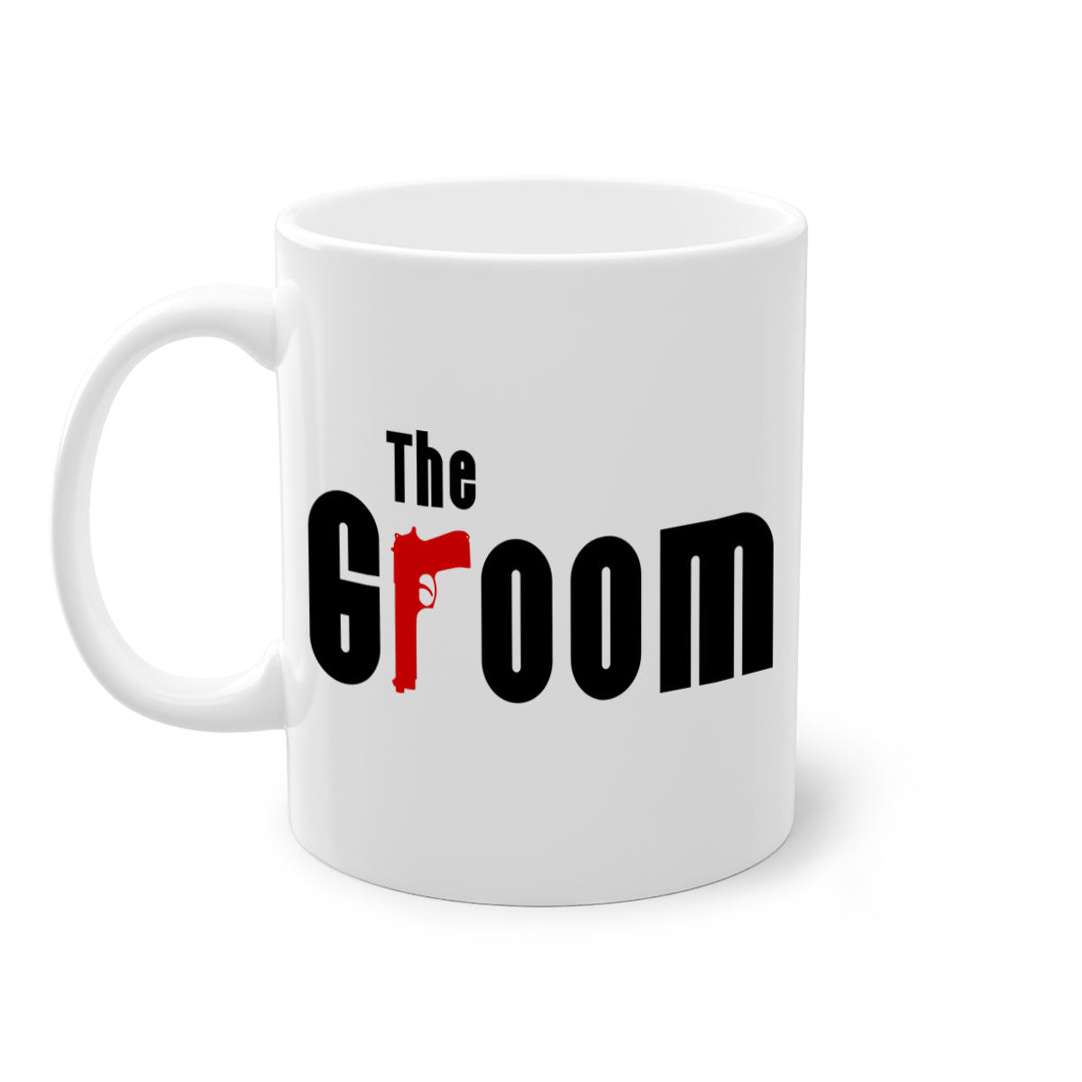 Groom 8# Mug featuring a glossy finish, colored handle, and interior, available in multiple colors and sizes.