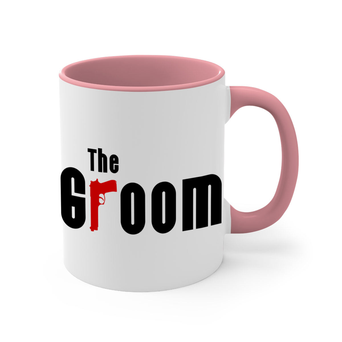 Groom 8# Mug featuring a glossy finish, colored handle, and interior, available in multiple colors and sizes.