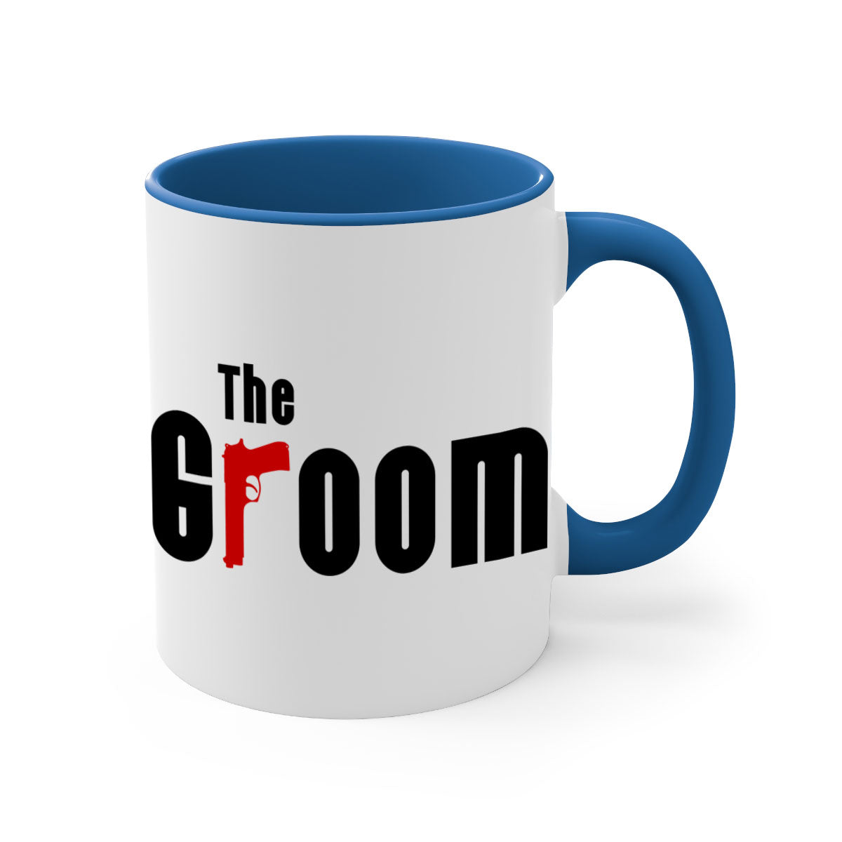 Groom 8# Mug featuring a glossy finish, colored handle, and interior, available in multiple colors and sizes.