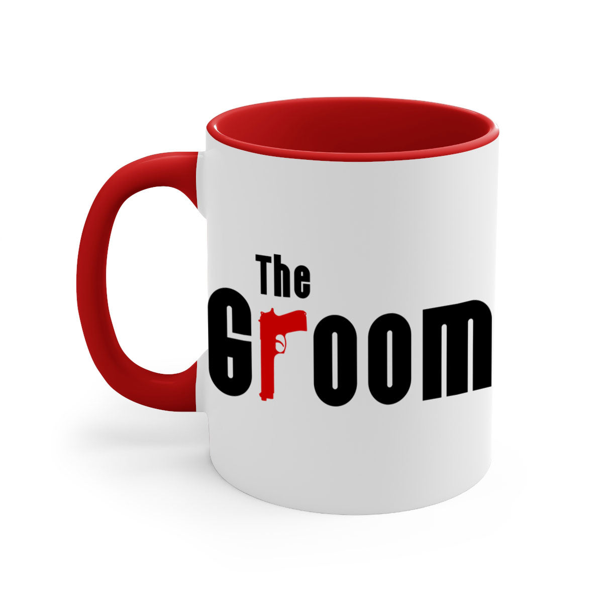 Groom 8# Mug featuring a glossy finish, colored handle, and interior, available in multiple colors and sizes.