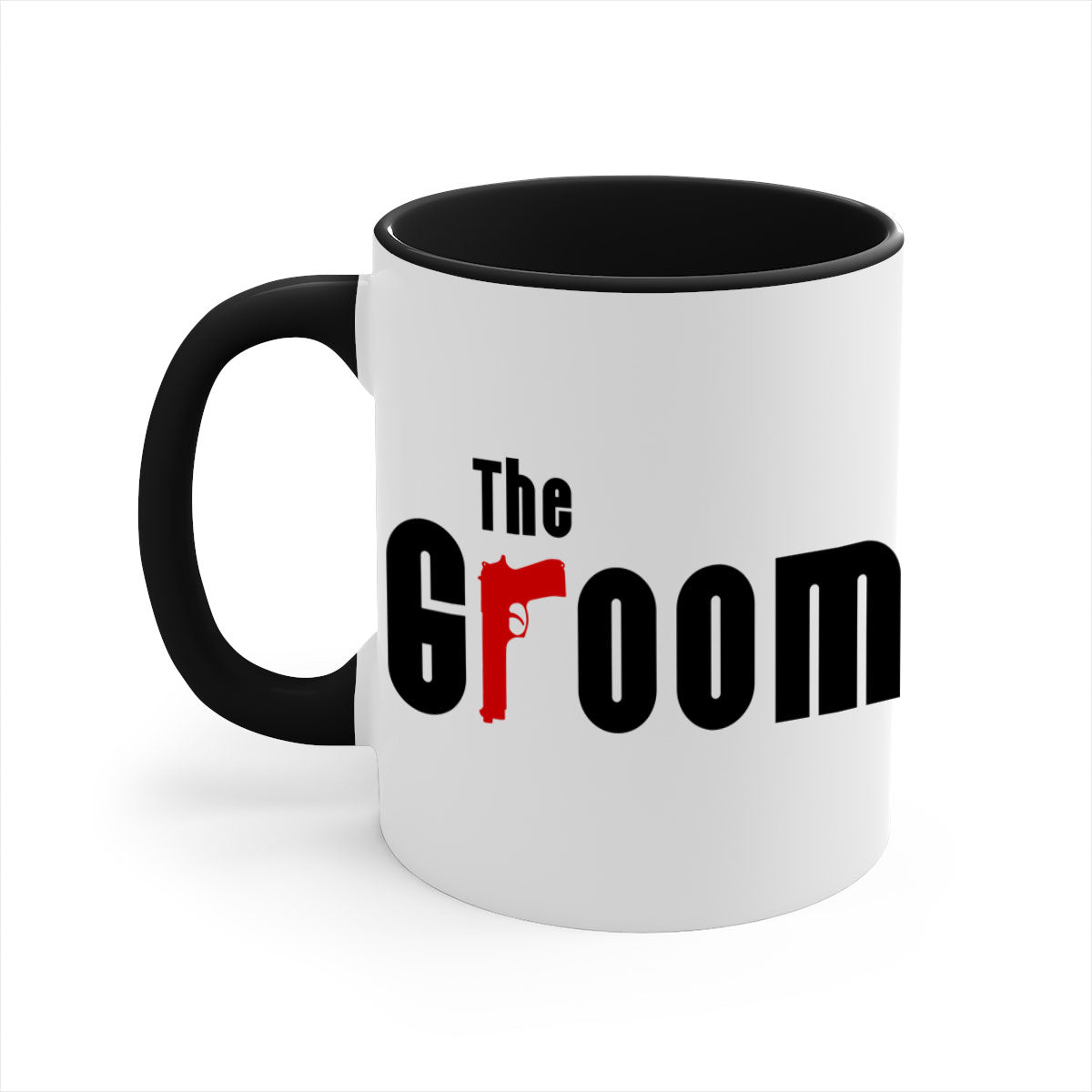 Groom 8# Mug featuring a glossy finish, colored handle, and interior, available in multiple colors and sizes.