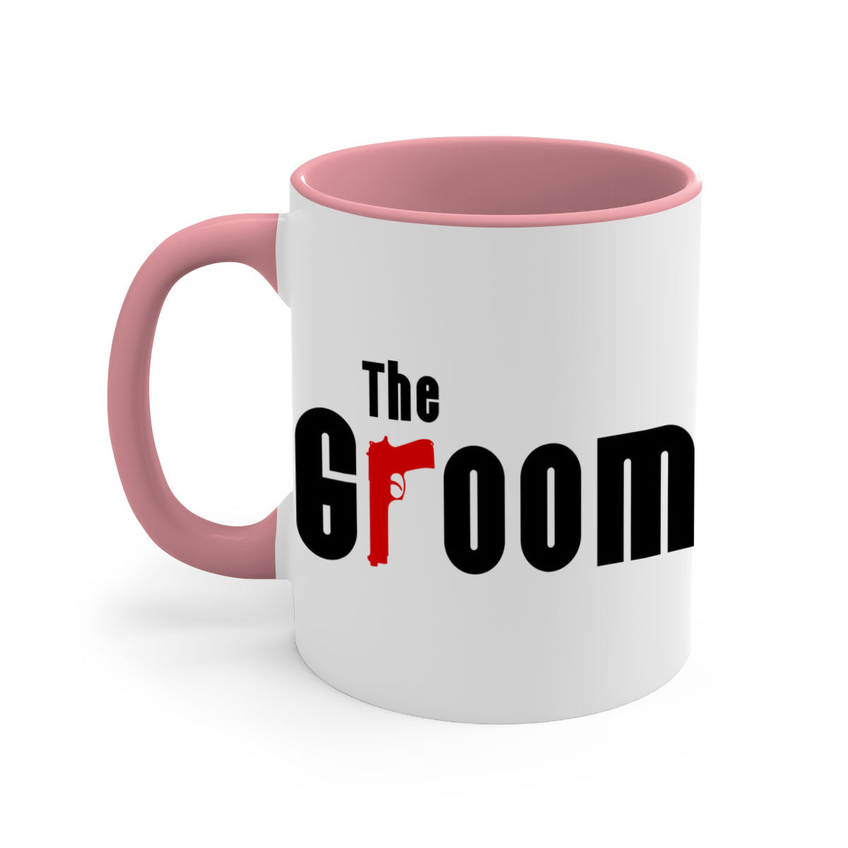 Groom 8# Mug featuring a glossy finish, colored handle, and interior, available in multiple colors and sizes.