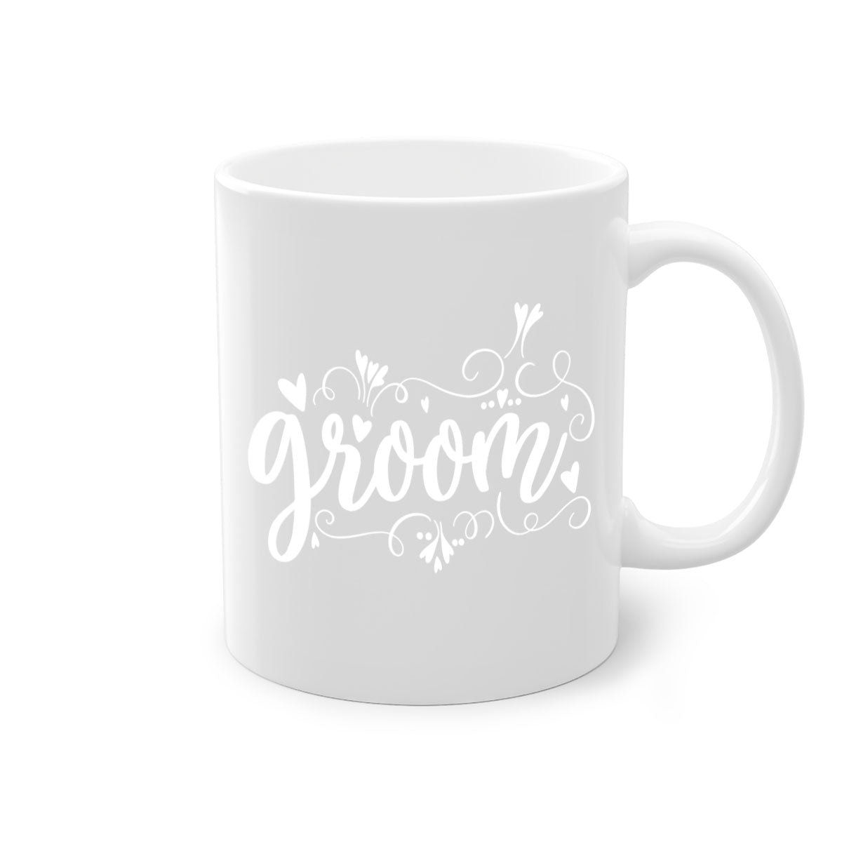 Groom16# Mug featuring a glossy finish with a colored handle and interior, available in multiple colors and sizes.