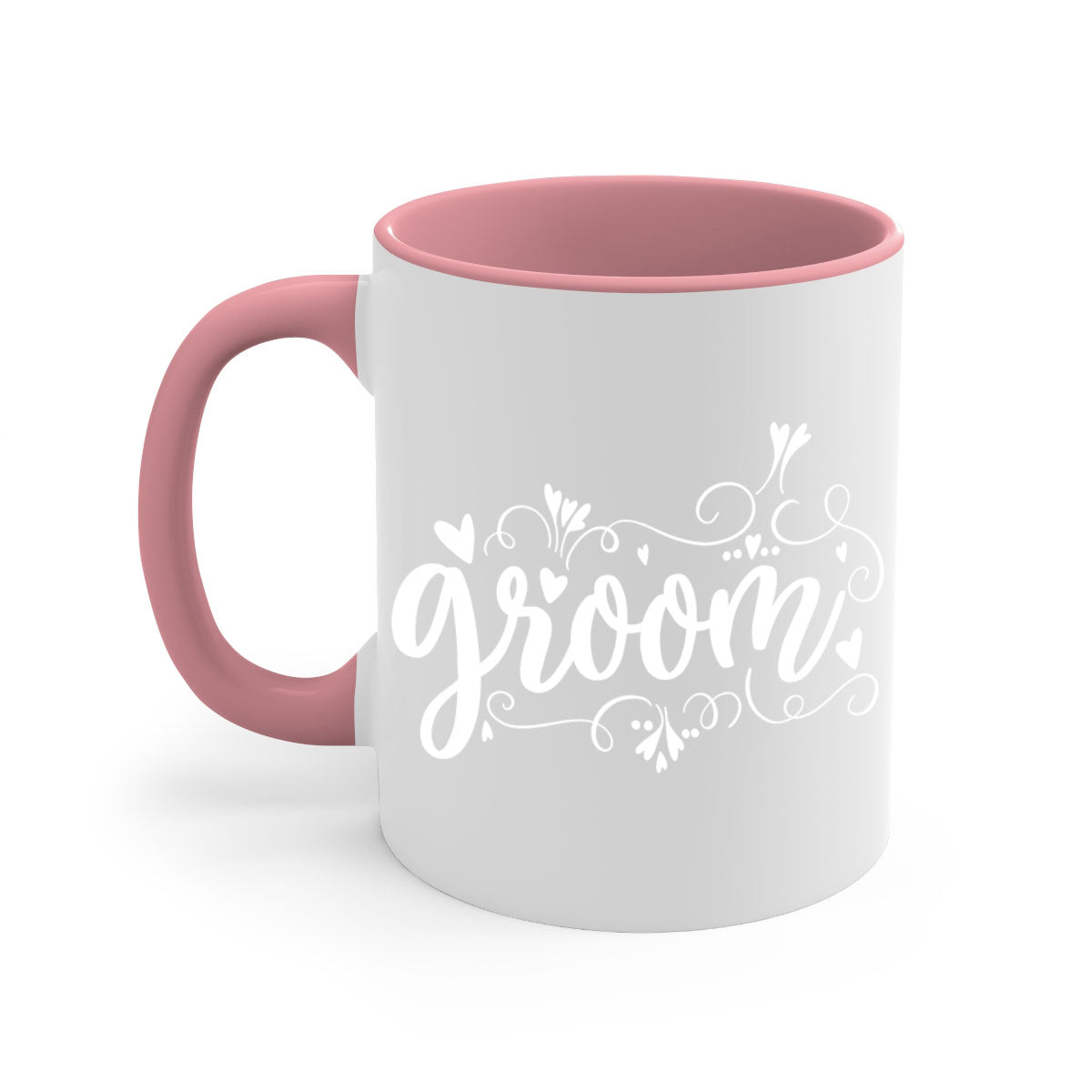 Groom16# Mug featuring a glossy finish with a colored handle and interior, available in multiple colors and sizes.
