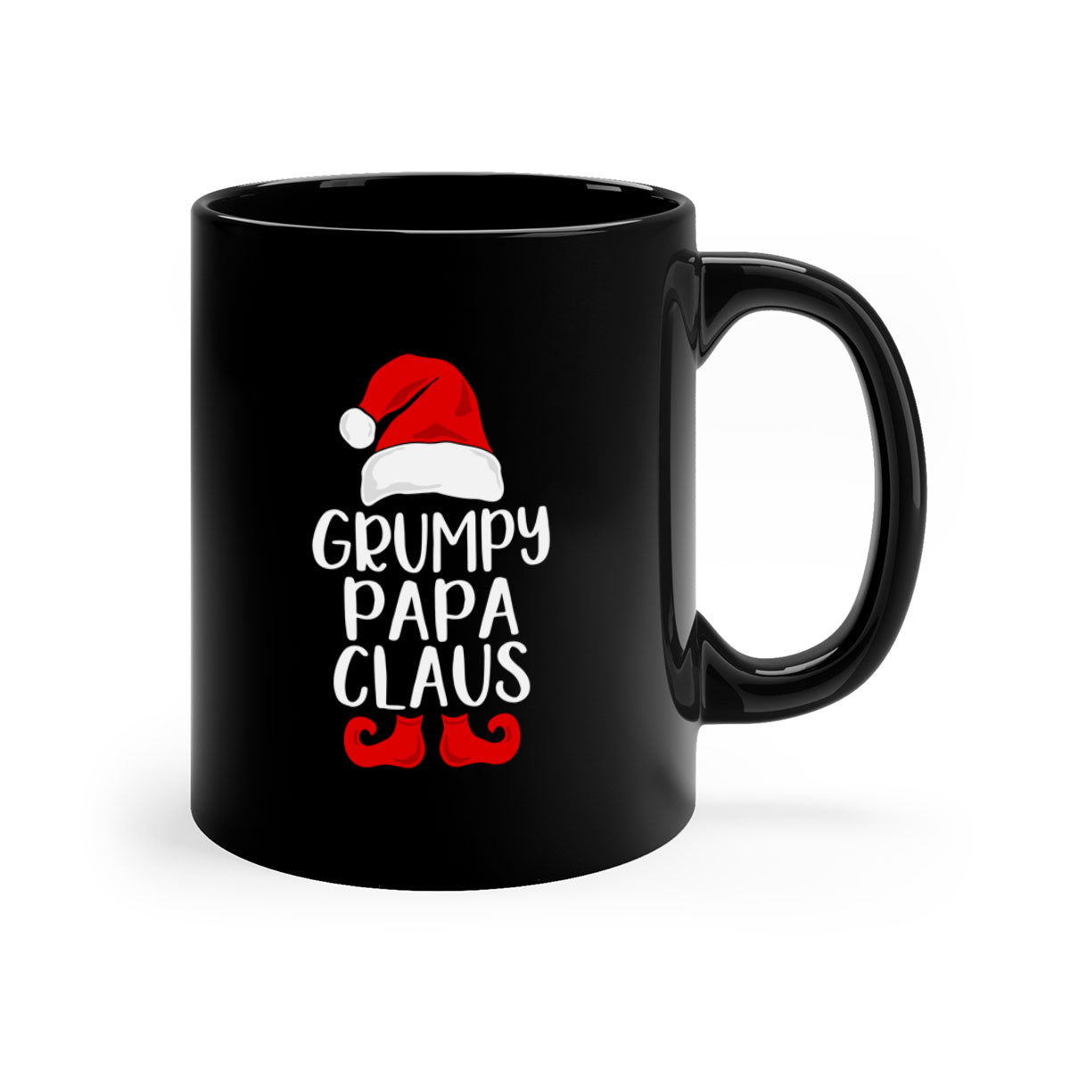 GrumpyPapaClaus style 12# Christmas mug with a colorful handle and glossy finish, perfect for coffee and tea lovers.