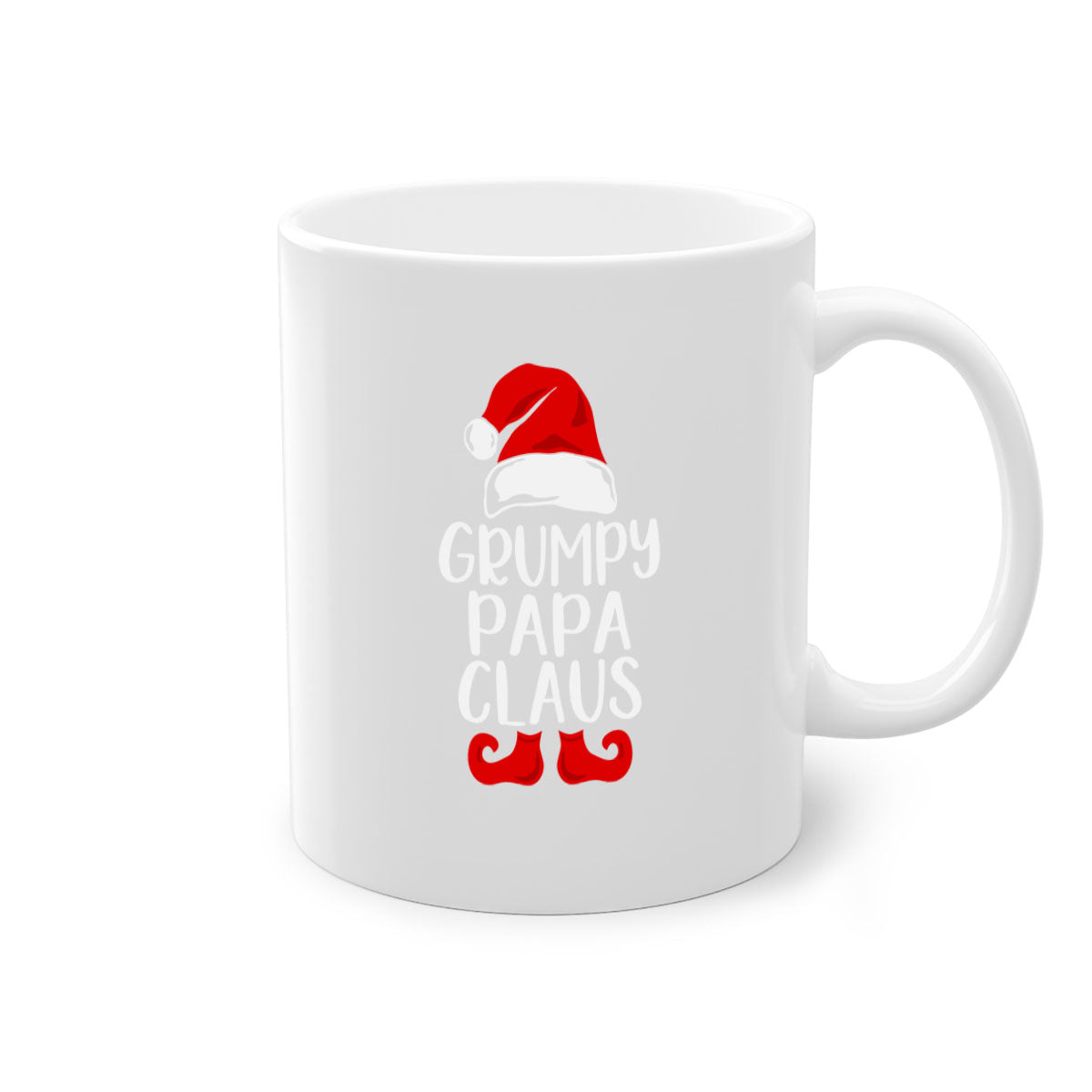 GrumpyPapaClaus style 12# Christmas mug with a colorful handle and glossy finish, perfect for coffee and tea lovers.