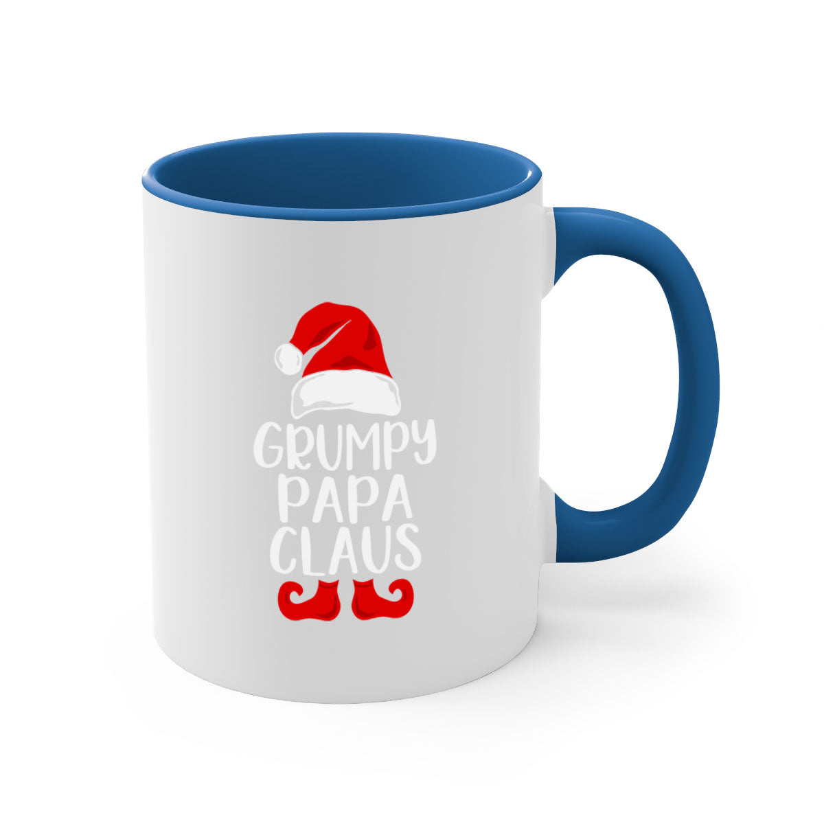 GrumpyPapaClaus style 12# Christmas mug with a colorful handle and glossy finish, perfect for coffee and tea lovers.