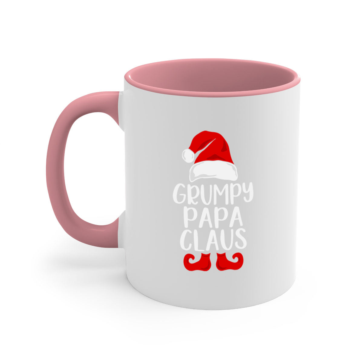GrumpyPapaClaus style 12# Christmas mug with a colorful handle and glossy finish, perfect for coffee and tea lovers.