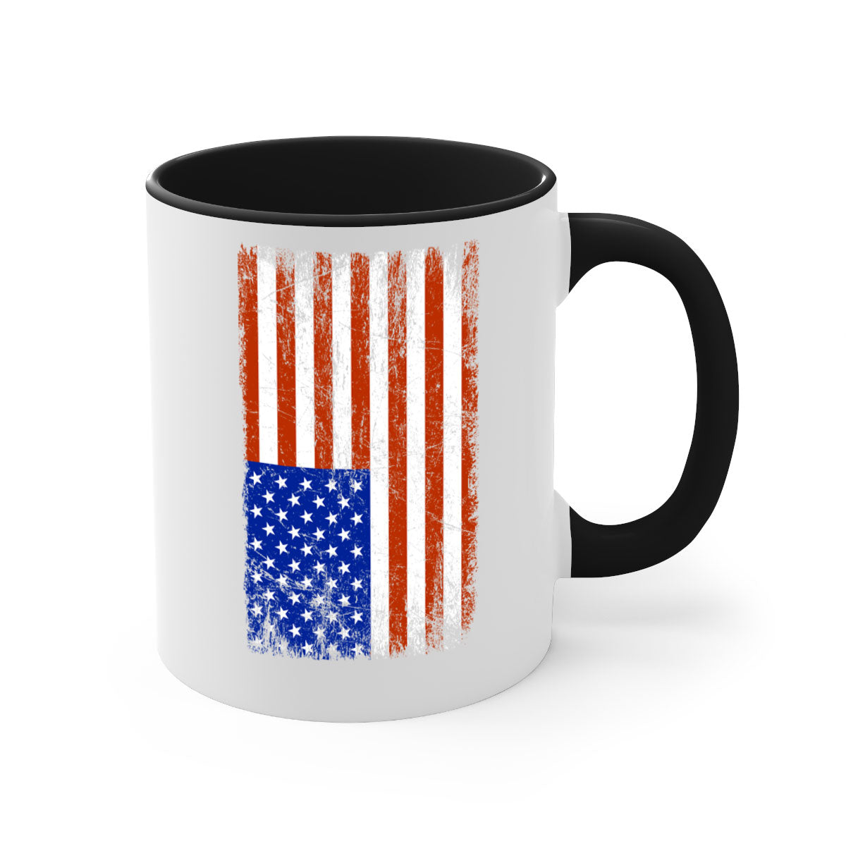 Grunge Flag 52# Mug featuring a glossy finish, colored handle, and interior, available in multiple colors and sizes.