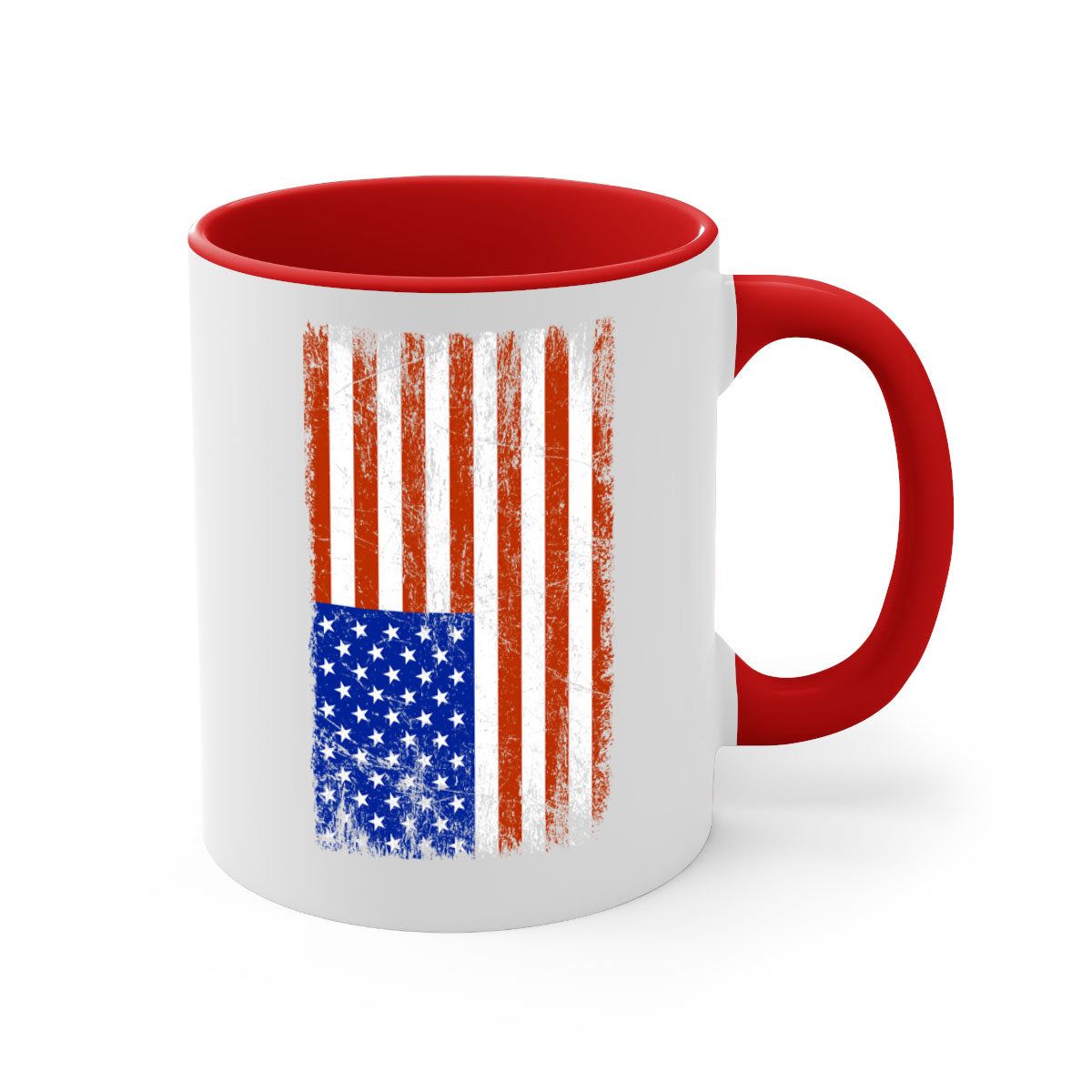 Grunge Flag 52# Mug featuring a glossy finish, colored handle, and interior, available in multiple colors and sizes.