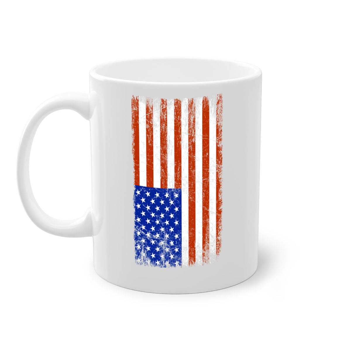 Grunge Flag 52# Mug featuring a glossy finish, colored handle, and interior, available in multiple colors and sizes.