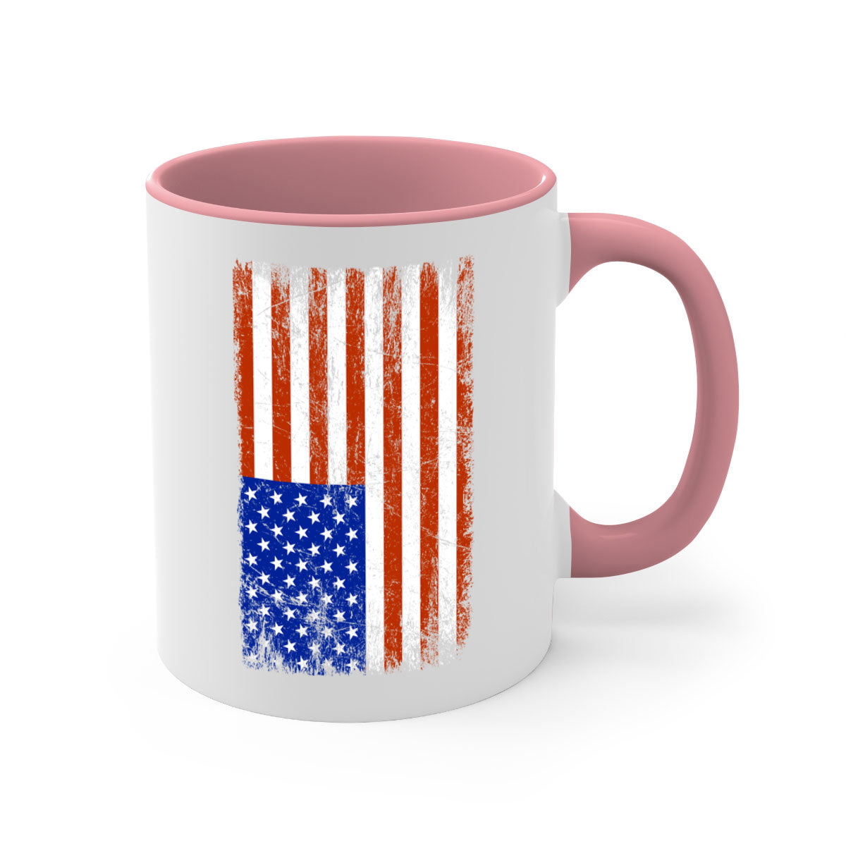 Grunge Flag 52# Mug featuring a glossy finish, colored handle, and interior, available in multiple colors and sizes.