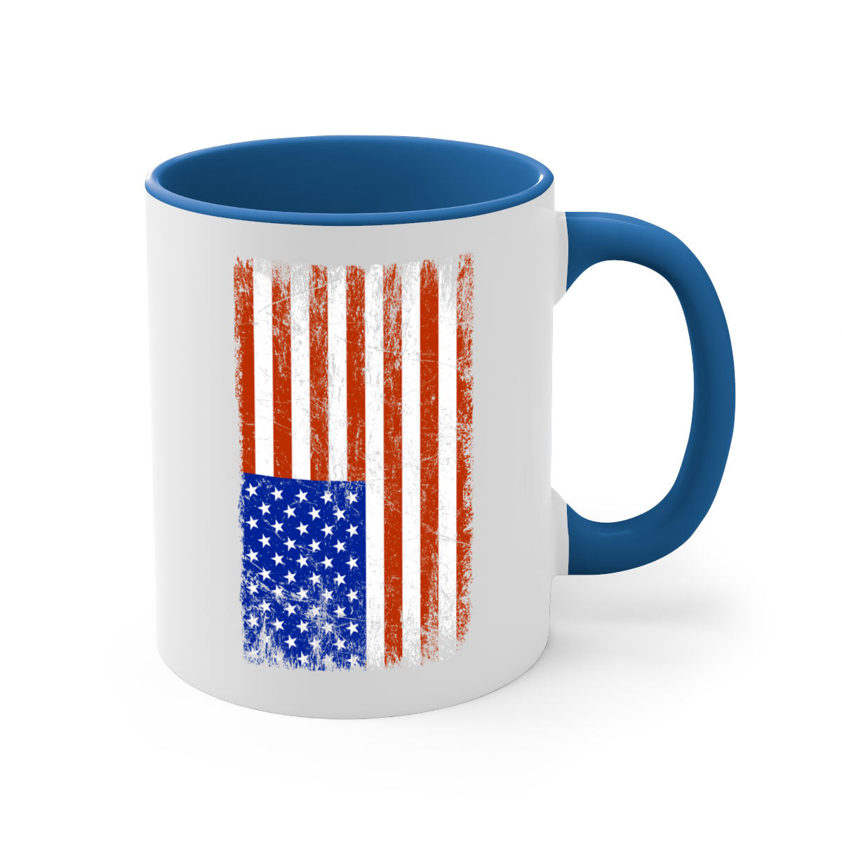 Grunge Flag 52# Mug featuring a glossy finish, colored handle, and interior, available in multiple colors and sizes.