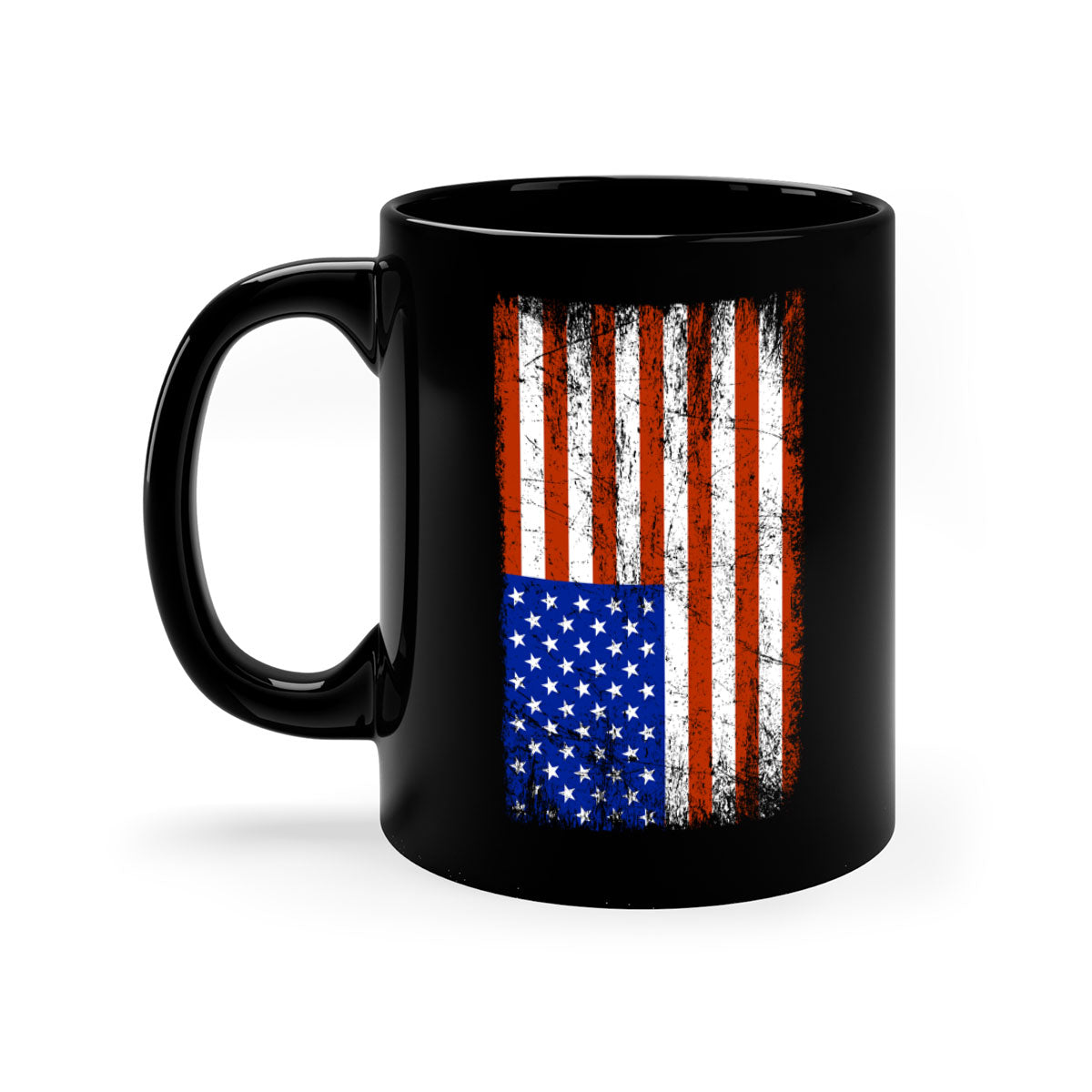 Grunge Flag 52# Mug featuring a glossy finish, colored handle, and interior, available in multiple colors and sizes.