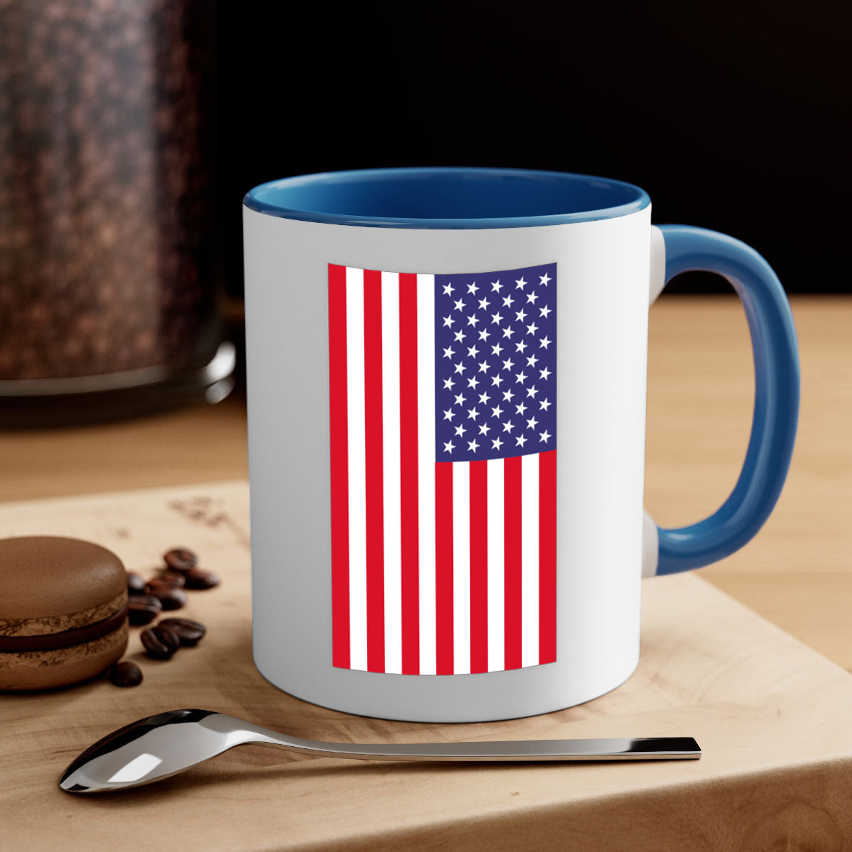 Grunge Flag 53# Mug featuring a glossy finish, colored handle, and interior, available in multiple colors and sizes.