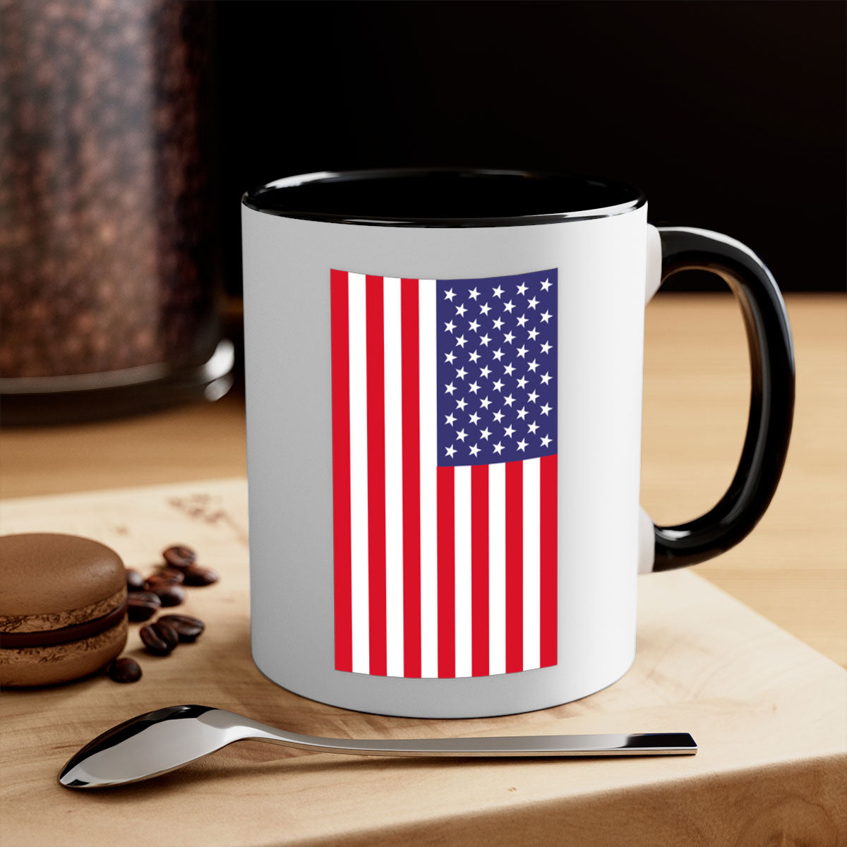 Grunge Flag 53# Mug featuring a glossy finish, colored handle, and interior, available in multiple colors and sizes.
