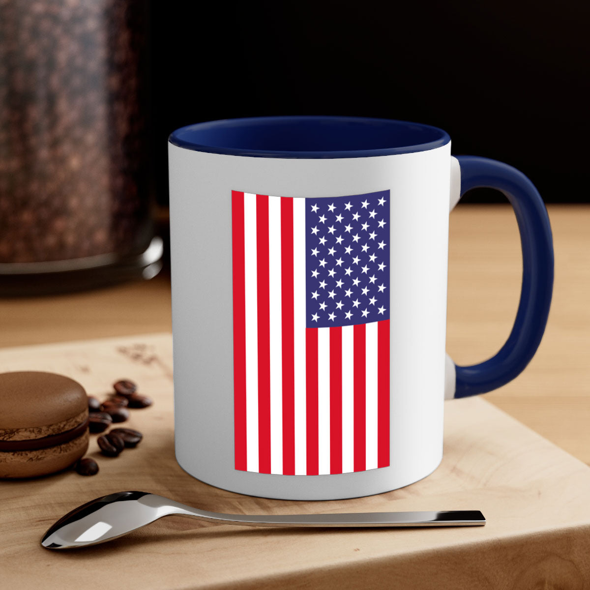 Grunge Flag 53# Mug featuring a glossy finish, colored handle, and interior, available in multiple colors and sizes.