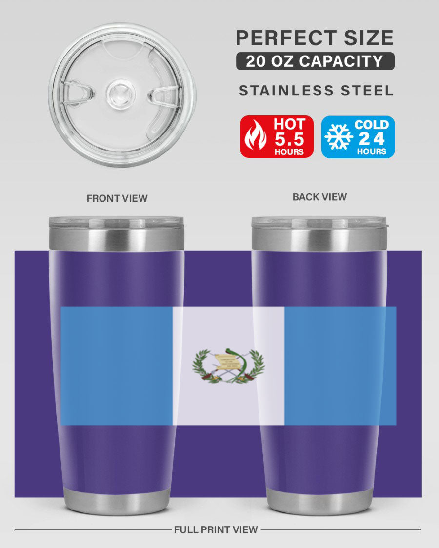 Guatemala 129# Tumbler featuring a double wall vacuum design, copper lining, and a drink-thru lid, perfect for hot and cold beverages.