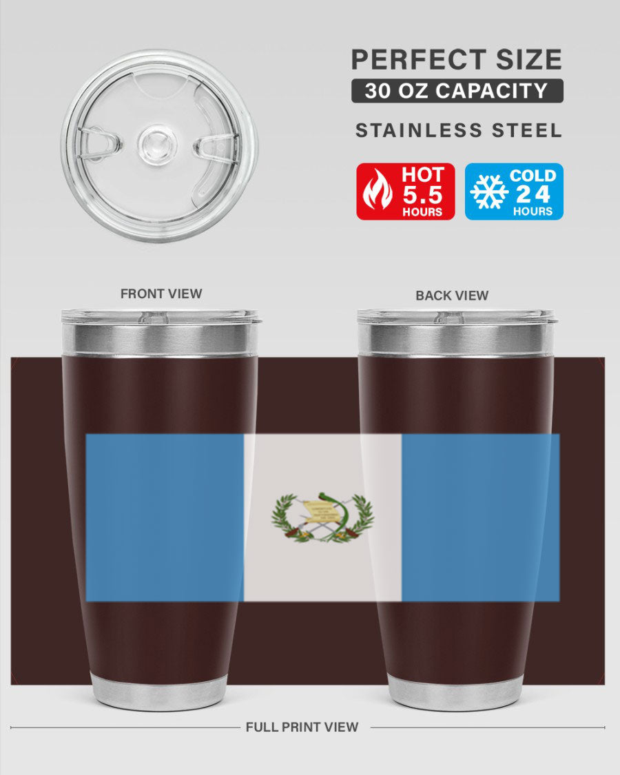 Guatemala 129# Tumbler featuring a double wall vacuum design, copper lining, and a drink-thru lid, perfect for hot and cold beverages.