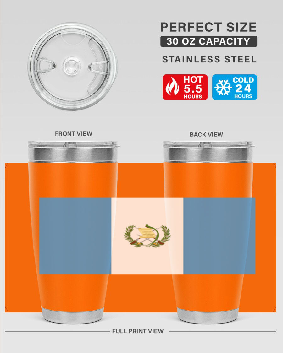 Guatemala 129# Tumbler featuring a double wall vacuum design, copper lining, and a drink-thru lid, perfect for hot and cold beverages.