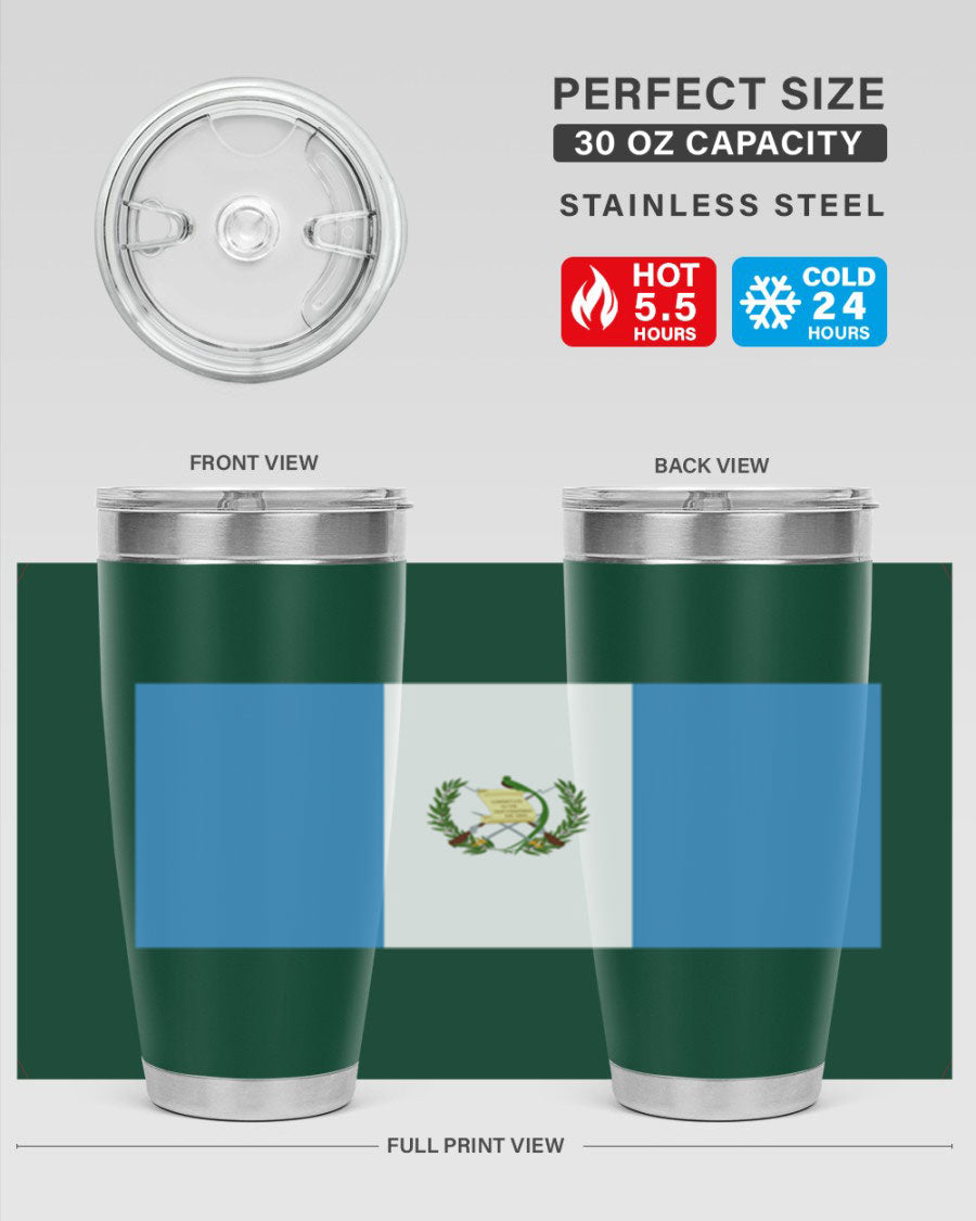 Guatemala 129# Tumbler featuring a double wall vacuum design, copper lining, and a drink-thru lid, perfect for hot and cold beverages.