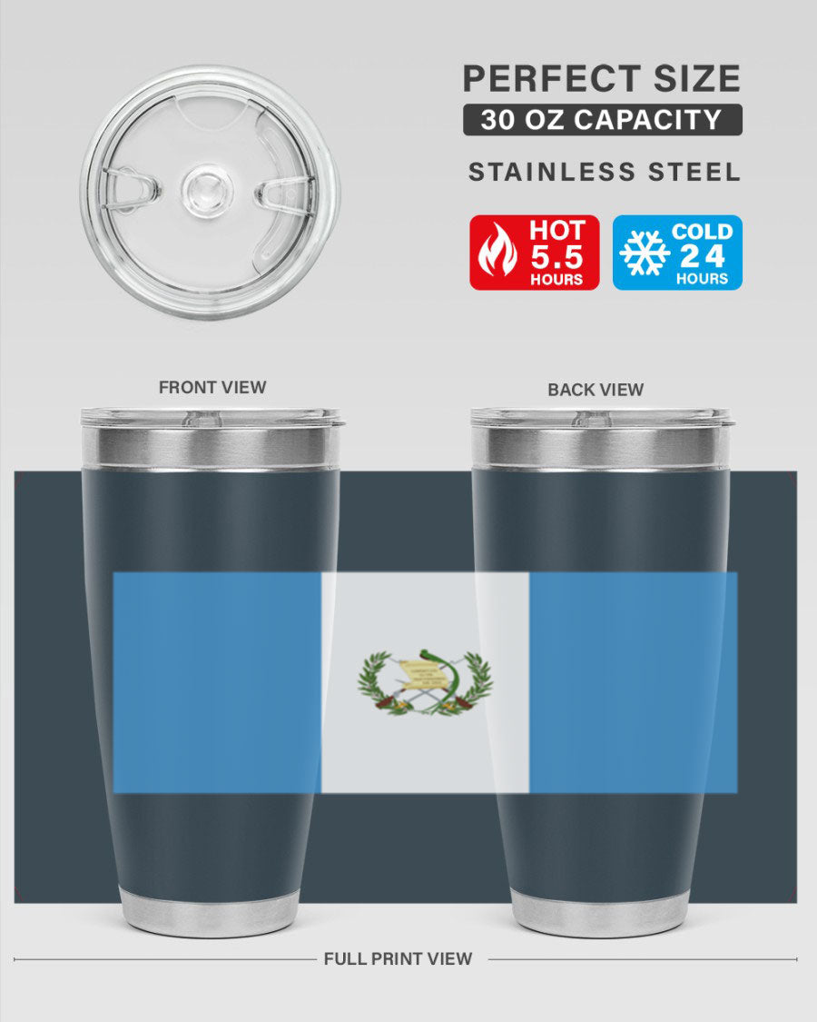 Guatemala 129# Tumbler featuring a double wall vacuum design, copper lining, and a drink-thru lid, perfect for hot and cold beverages.