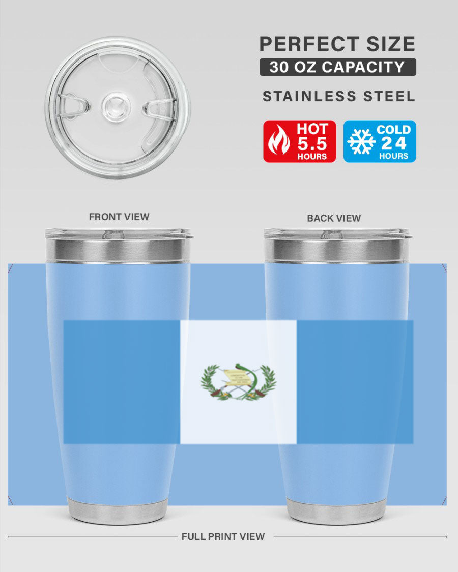 Guatemala 129# Tumbler featuring a double wall vacuum design, copper lining, and a drink-thru lid, perfect for hot and cold beverages.