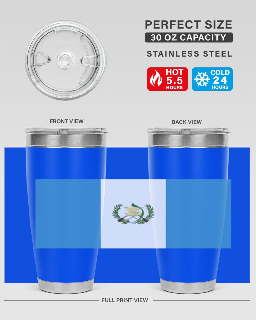 Guatemala 129# Tumbler featuring a double wall vacuum design, copper lining, and a drink-thru lid, perfect for hot and cold beverages.