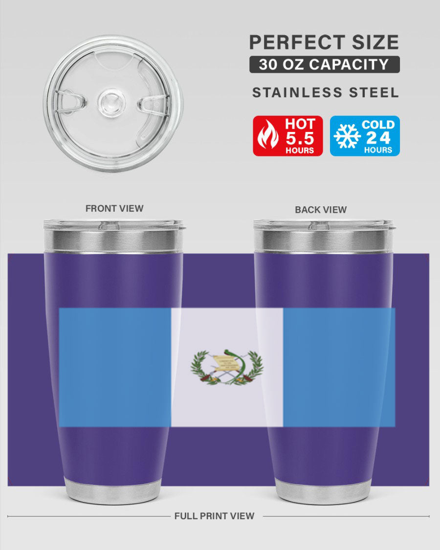 Guatemala 129# Tumbler featuring a double wall vacuum design, copper lining, and a drink-thru lid, perfect for hot and cold beverages.