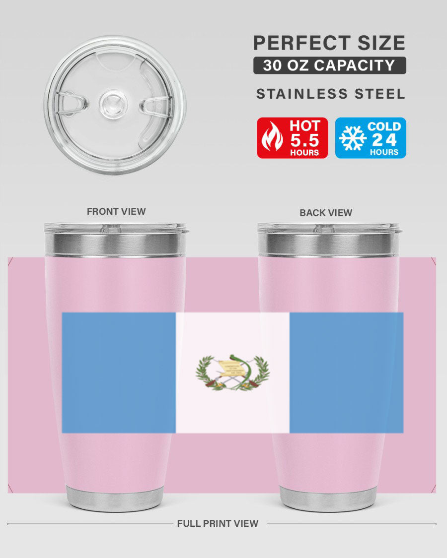 Guatemala 129# Tumbler featuring a double wall vacuum design, copper lining, and a drink-thru lid, perfect for hot and cold beverages.