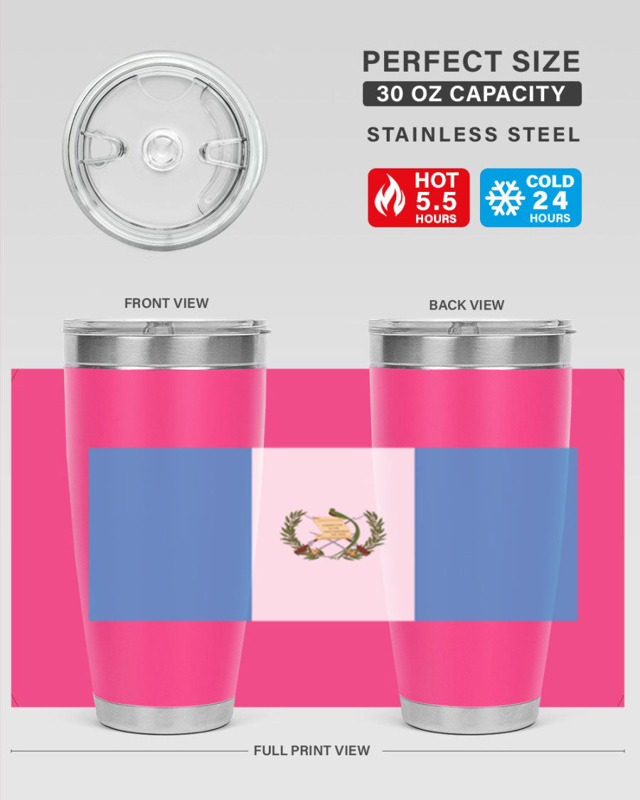 Guatemala 129# Tumbler featuring a double wall vacuum design, copper lining, and a drink-thru lid, perfect for hot and cold beverages.