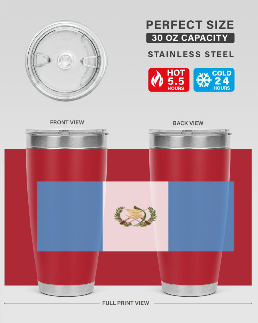 Guatemala 129# Tumbler featuring a double wall vacuum design, copper lining, and a drink-thru lid, perfect for hot and cold beverages.