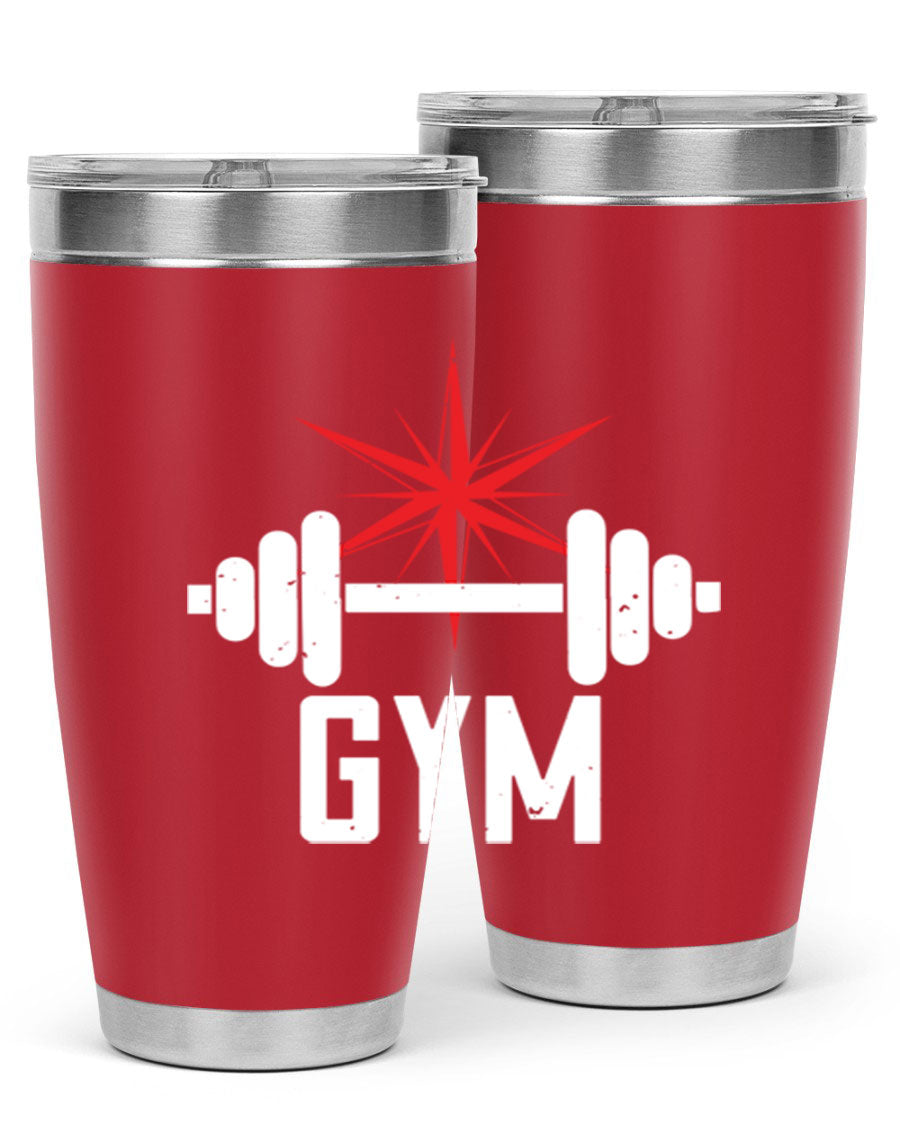 gym 94# Tumbler in stainless steel with a drink-thru lid, showcasing its sleek design and double wall insulation.