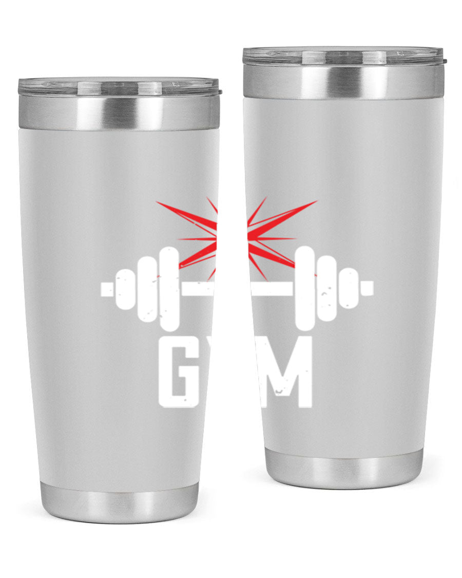 gym 94# Tumbler in stainless steel with a drink-thru lid, showcasing its sleek design and double wall insulation.