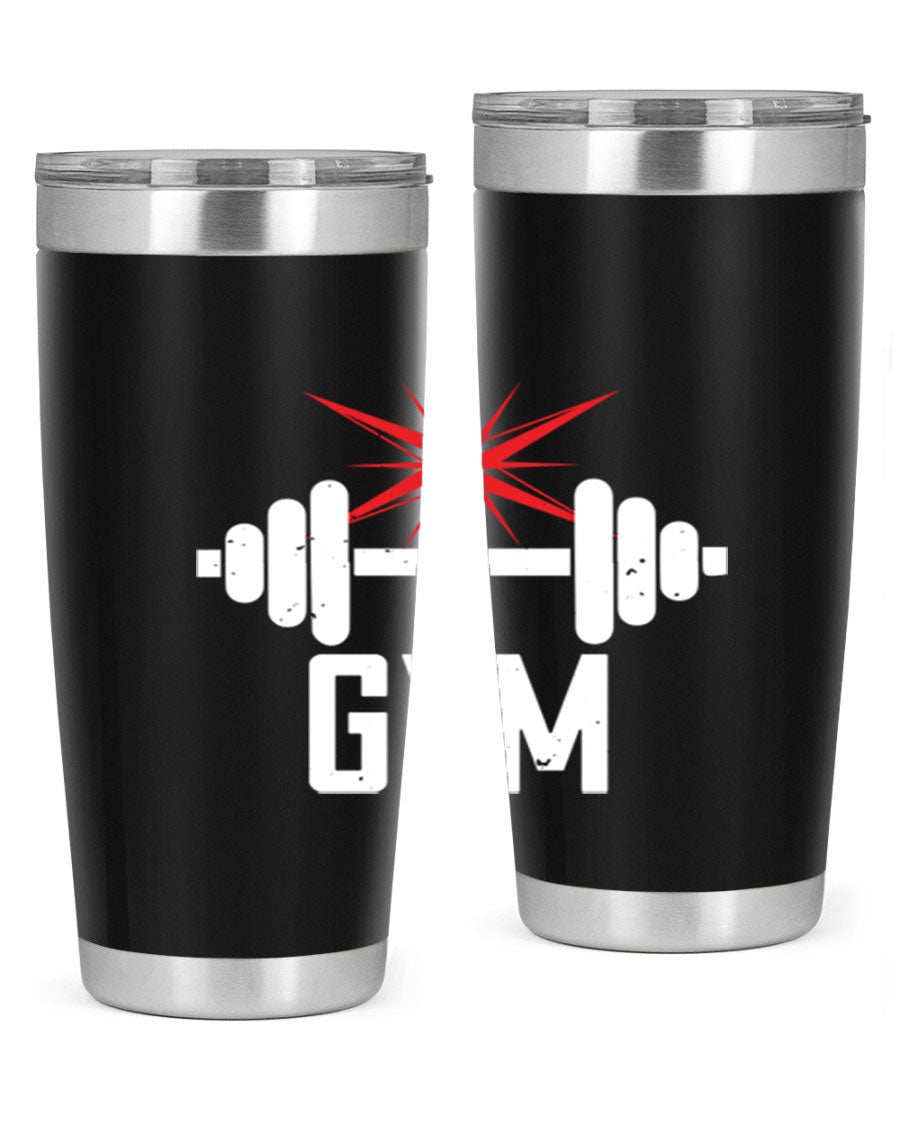 gym 94# Tumbler in stainless steel with a drink-thru lid, showcasing its sleek design and double wall insulation.