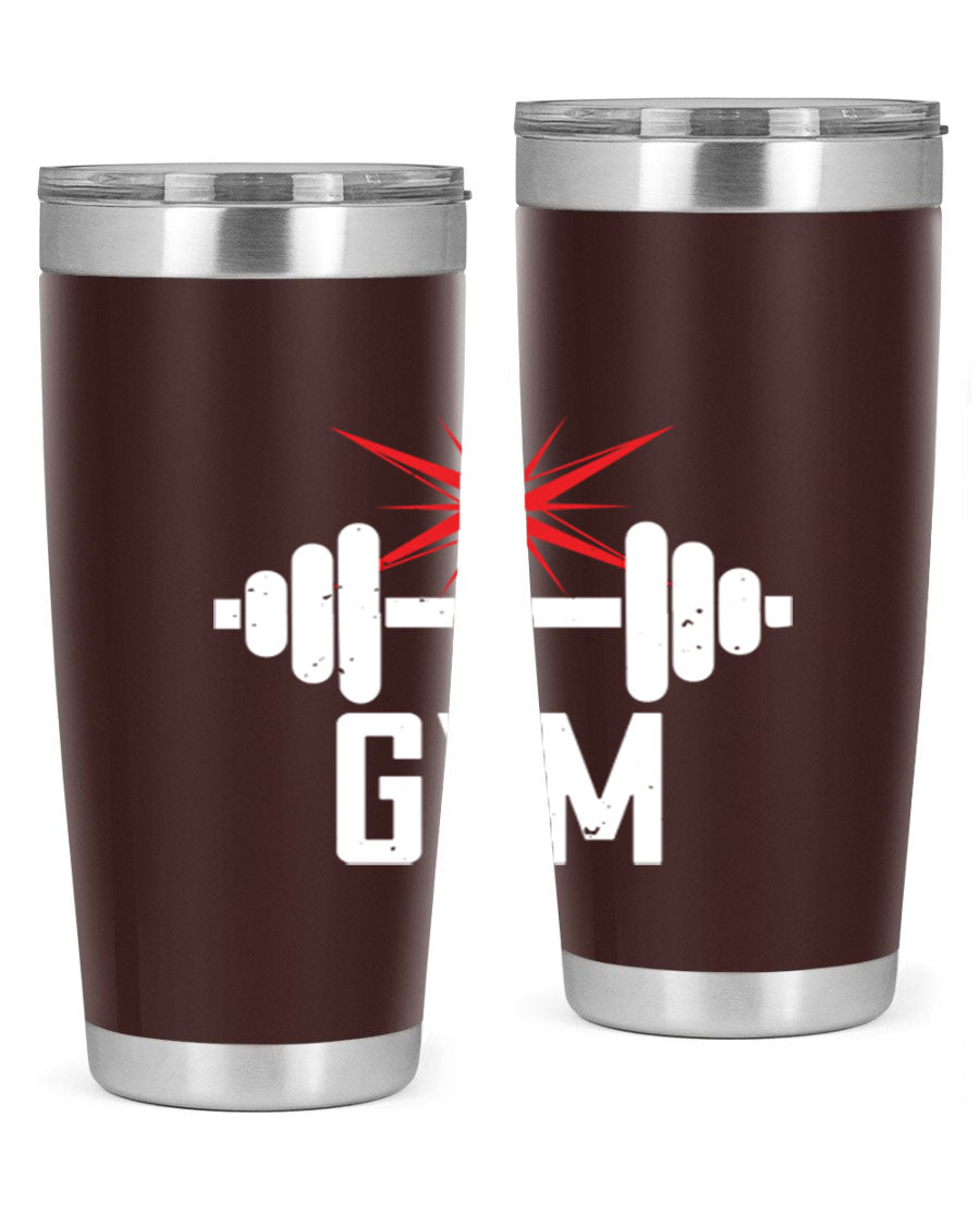 gym 94# Tumbler in stainless steel with a drink-thru lid, showcasing its sleek design and double wall insulation.