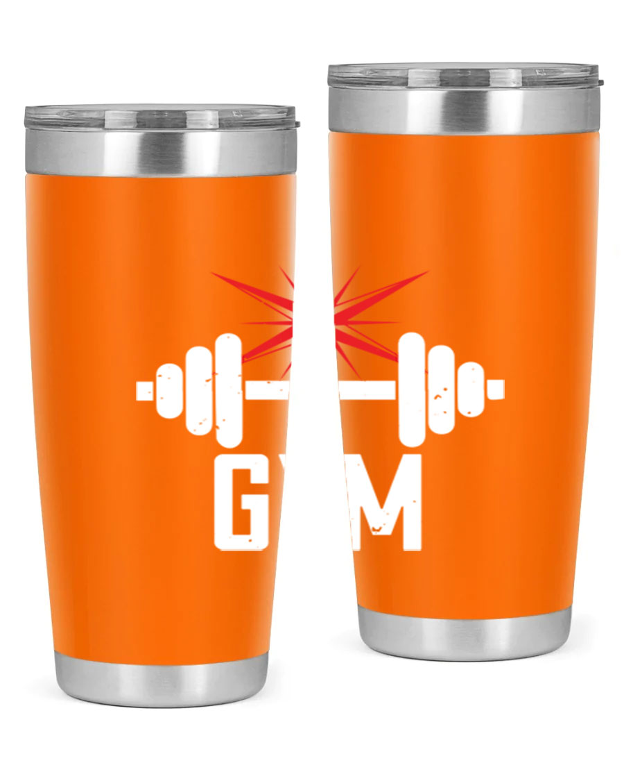 gym 94# Tumbler in stainless steel with a drink-thru lid, showcasing its sleek design and double wall insulation.