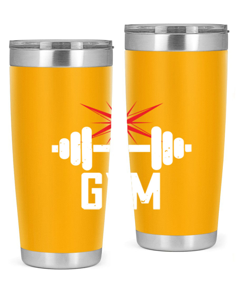 gym 94# Tumbler in stainless steel with a drink-thru lid, showcasing its sleek design and double wall insulation.