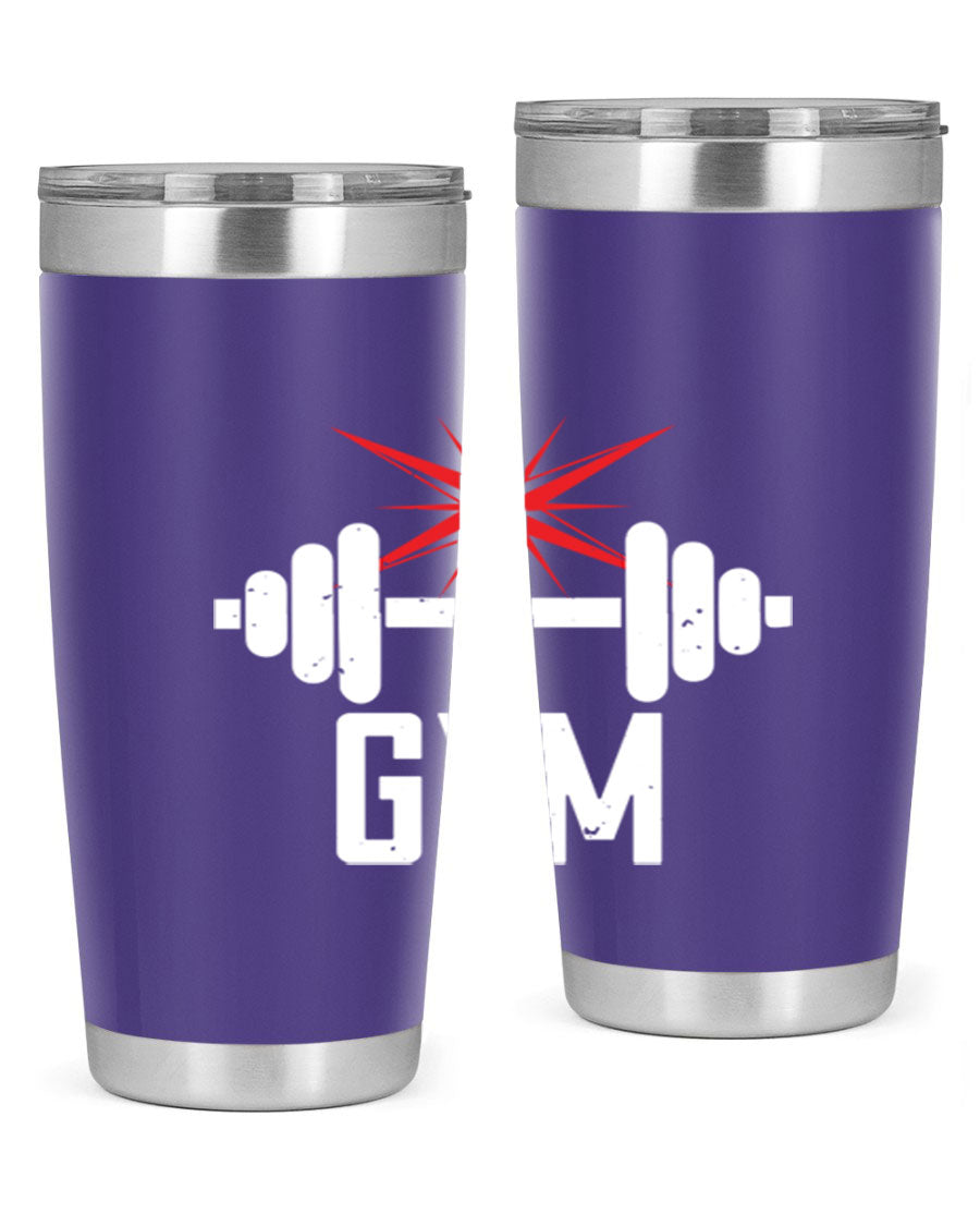 gym 94# Tumbler in stainless steel with a drink-thru lid, showcasing its sleek design and double wall insulation.