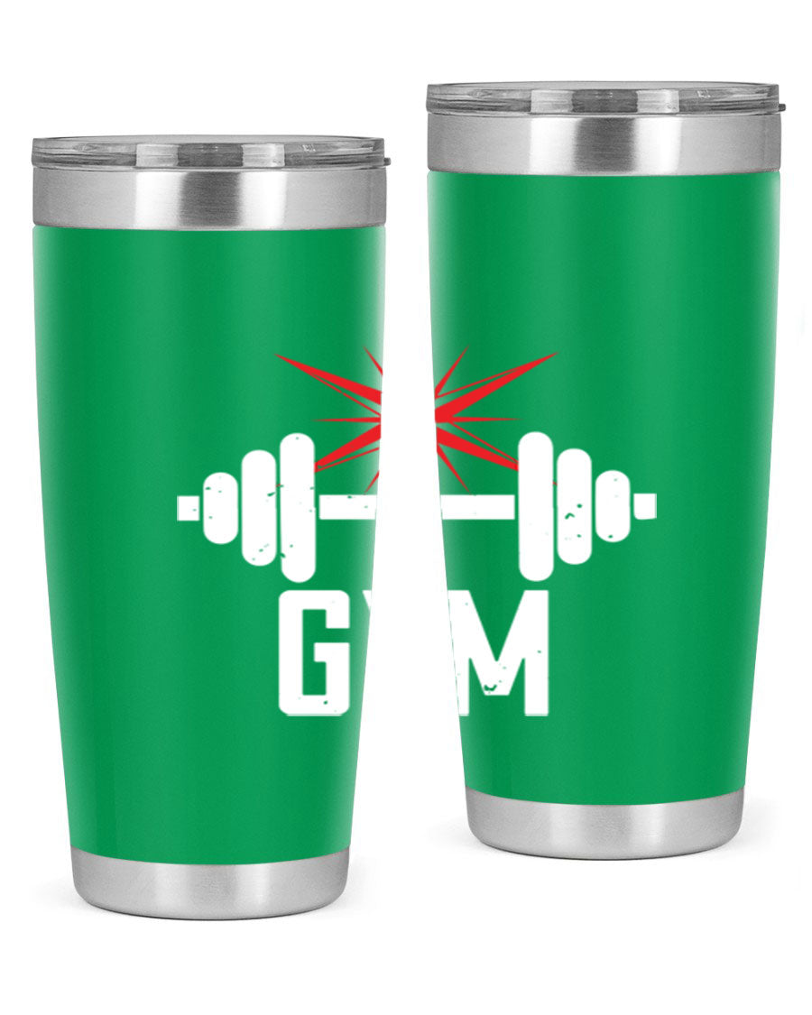 gym 94# Tumbler in stainless steel with a drink-thru lid, showcasing its sleek design and double wall insulation.