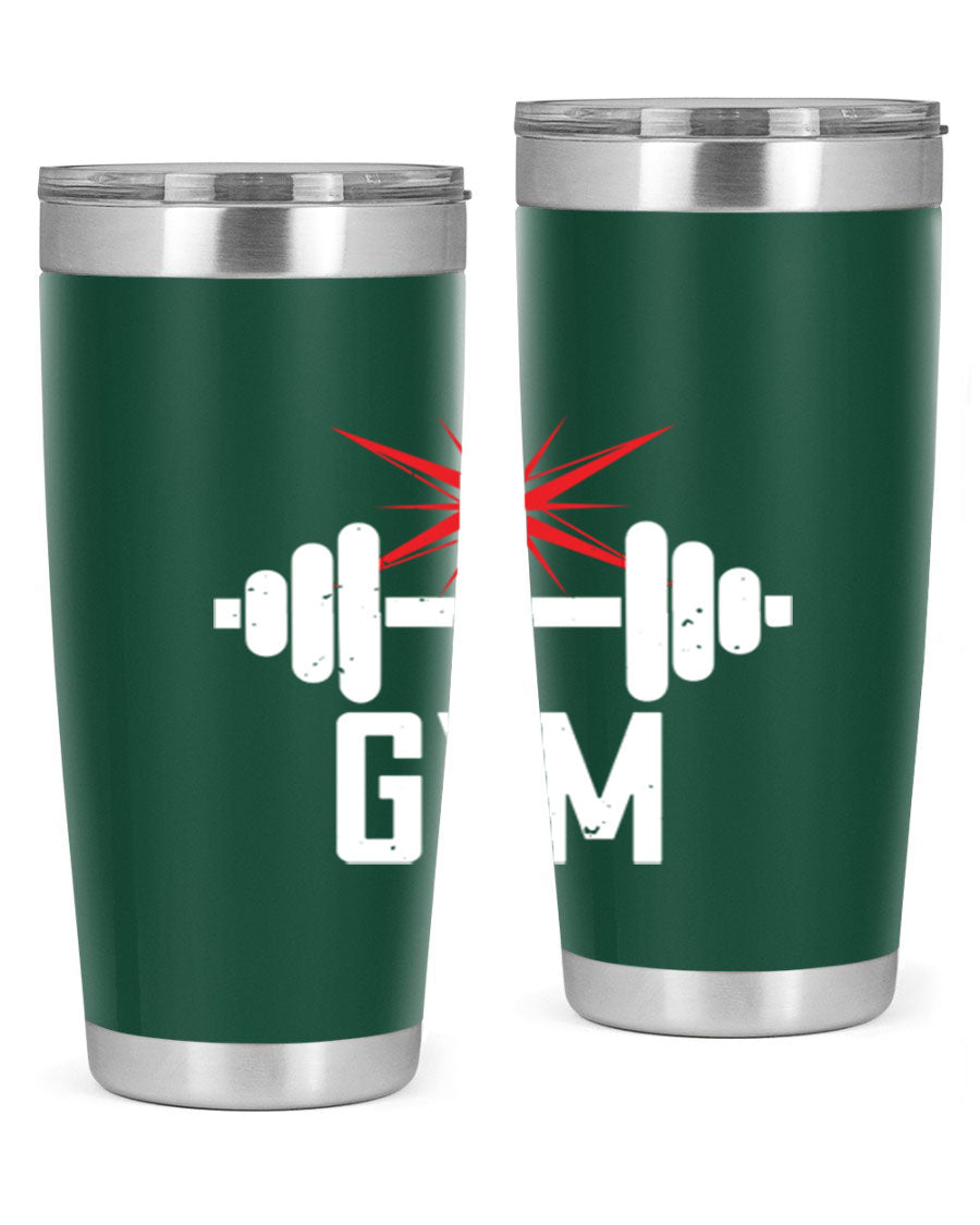 gym 94# Tumbler in stainless steel with a drink-thru lid, showcasing its sleek design and double wall insulation.