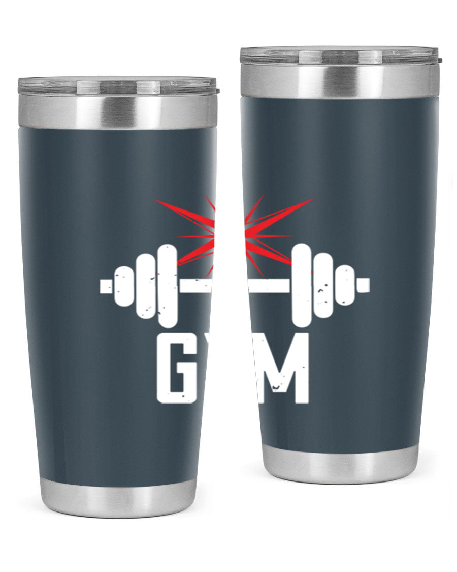 gym 94# Tumbler in stainless steel with a drink-thru lid, showcasing its sleek design and double wall insulation.